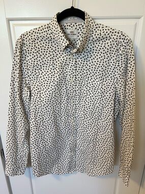 Ben Sherman White Button-Down Shirt with Paisley/Spot Print